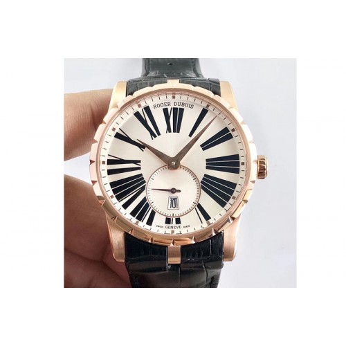 Roger Dubuis Excalibur 42mm Dbex0536 RG RDF 1:1 Best Edition Silver Dial on Black Leather Strap A830