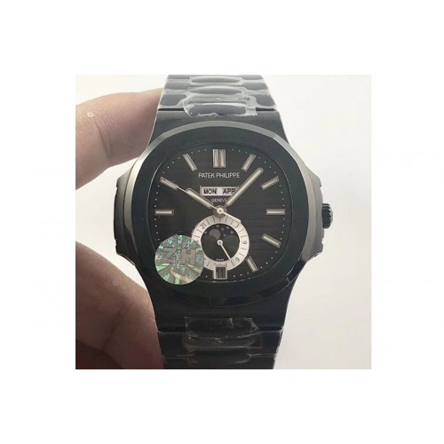Patek Philippe Nautilus 5726 Complicated PVD Black Textured Dial on PVD Bracelet A324