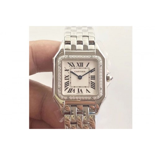 Panth�re de Cartier Secrete Ladies SS GF 1:1 Best Edition White Dial Diamond Bezel Ronda Quartz