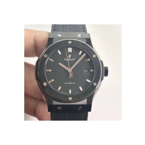 Hublot Classic Fusion 511.NX.1170.LR 42mm PVD JJF 1:1 Best Edition Black Dial on Black Gummy Strap A2892