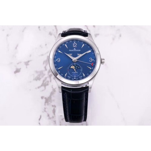 Jaeger-LeCoultre Master Calendar OMF 1:1 Best Edition Blue Textured Dial on Blue Leather Strap A866