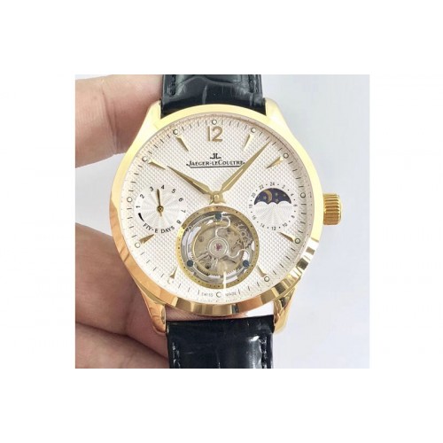 Jaeger-LeCoultre Master Tourbillon Yellow Power Reserve and Moonphase White Dial  Asian Tourbillon