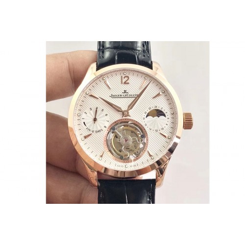 Jaeger-LeCoultre Master Tourbillon RG Power Reserve and Moonphase White Dial  Asian Tourbillon