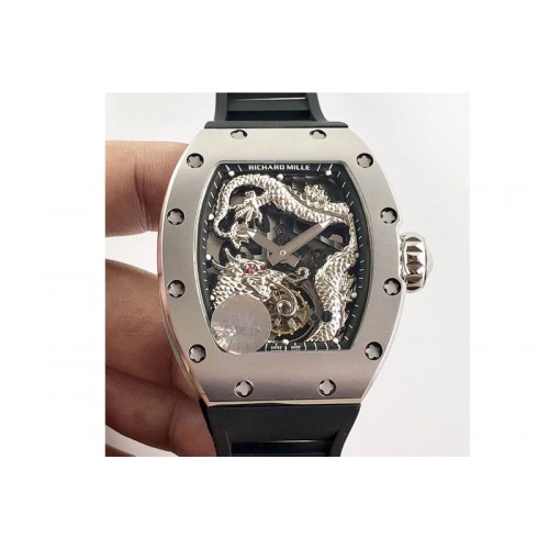 Richard Mille RM057 Tourbillon SS Dragon Dial on Black Rubber Strap