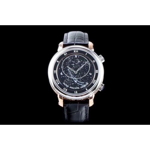 Patek Philippe 6104P Moon RG/SS Black Dial on Black Leather Strap A240 V2 Patek Philippe 6104P Moon RG/SS Black Dial on Black Leather Strap A240 V2