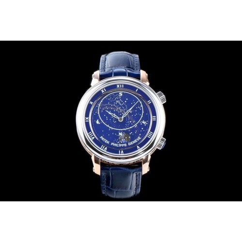 Patek Philippe 6104P Moon SS Blue Dial on Blue Leather Strap A240 V2 Patek Philippe 6104P Moon SS Blue Dial on Blue Leather Strap A240 V2