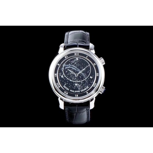 Patek Philippe 6104P Moon SS Black Dial on Black Leather Strap A240 V2 Patek Philippe 6104P Moon SS Black Dial on Black Leather Strap A240 V2