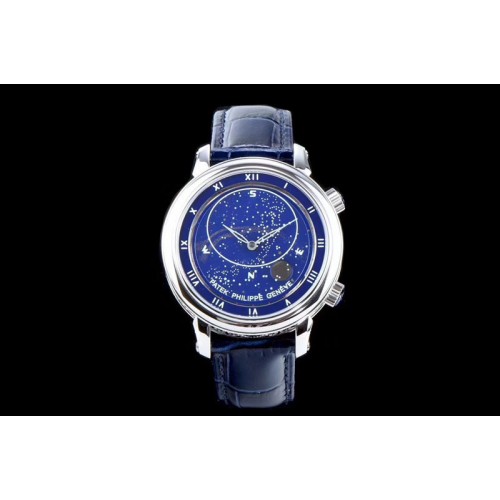 Patek Philippe 6104P Moon SS Blue Dial on Blue Leather Strap A240 V2 Patek Philippe 6104P Moon SS Blue Dial on Blue Leather Strap A240 V2