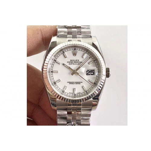 Rolex DateJust 36 116234 SS V2 904L ARF 1:1 Best Edition White Dial on 904L SS Jubilee Bracelet SA3135