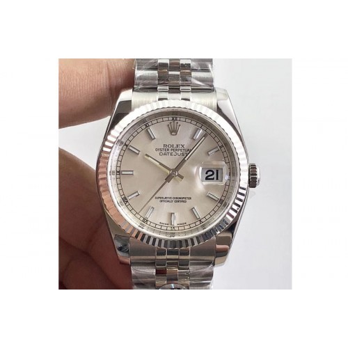 Rolex DateJust 36 116234 SS V2 904L ARF 1:1 Best Edition Silver Dial on 904L SS Jubilee Bracelet SA3135