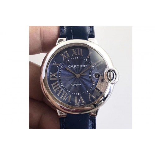 Cartier Ballon Bleu 42mm SS ARF Best Edition Blue Textured Dial on SS Bracelet Cal.049