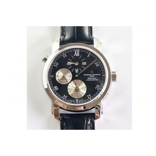 Vacheron Constantin Malte 42005 SS K11F Best Edition black dial on black leather strap A1206 RDT