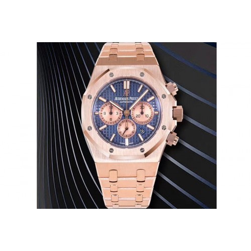 Audemars Piguet Royal Oak Chrono 26331ST RG OMF 1:1 Best Edition Blue dial on SS Bracelet A7750