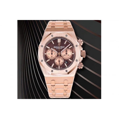 Audemars Piguet Royal Oak Chrono 26331ST RG OMF 1:1 Best Edition Brown dial on SS Bracelet A7750