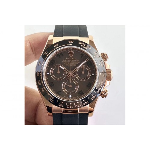 Rolex Daytona 116515 ARF 1:1 Best Edition Chocolate Dial on Black Rubber Strap A4130 Super Clone V2