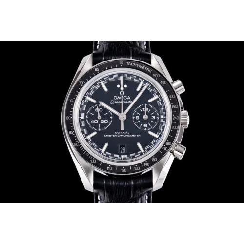 Omega Speedmaster Moonwatch OMF 1:1 Best Edition Black Dial SS Hand on Leather Strap A9900