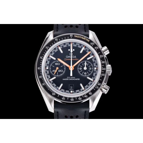 Omega Speedmaster Moonwatch OMF 1:1 Best Edition Black Dial Orange Hand on Leather Strap A9900