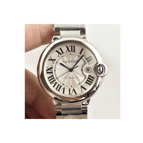 Cartier Ballon Bleu 42mm SS AF 1:1 Best Edition White Texture Dial on SS Bracelet A2892 Cartier Ballon Bleu 42mm SS AF 1:1 Best Edition White Texture Dial on SS Bracelet A2892