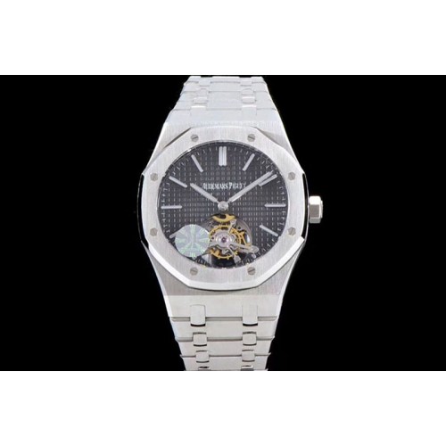 Audemars Piguet Royal Oak Tourbillon Extra-thin SS JF 1:1 Best Edition Gray Textured Dial on SS Bracelet