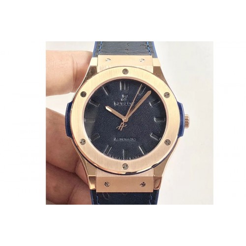 Hublot Classic Fusion 45mm RG Berluti Scritto Blue Leather Dial on Blue Gummy Strap A2892