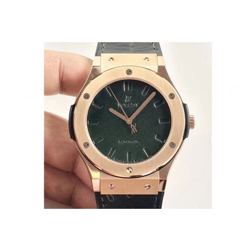 Hublot Classic Fusion 45mm RG Berluti Scritto Green Leather Dial on Green Gummy Strap A2892