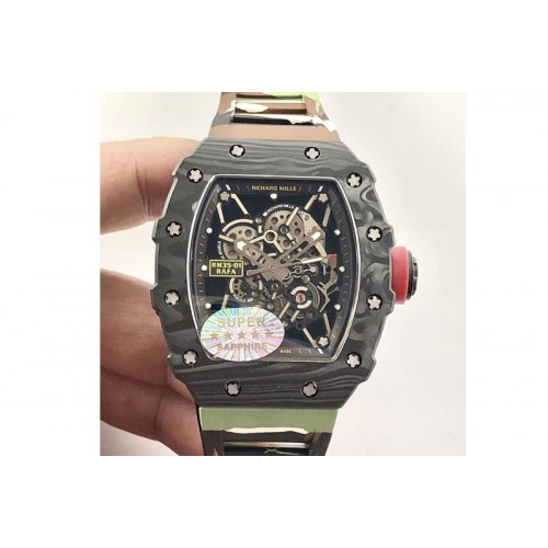 Richard Mille RM035-01 Forge Carbon Case KVF Best Edition Skeleton Dial Red on Camo Rubber Strap MIYOTA8215 Richard Mille RM035-01 Forge Carbon Case KVF Best Edition Skeleton Dial Red on Camo Rubber Strap MIYOTA8215