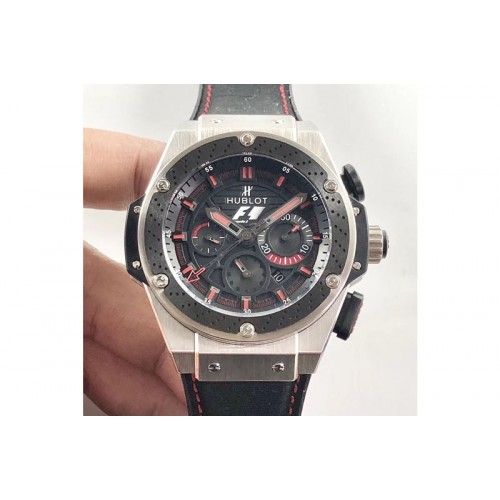 Hublot Big Bang King Power F1 SS/Ceramic V6F 1:1 Best Edition Black Dial On Gummy Strap Hub4104