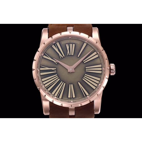 Roger Dubuis Excalibur 42mm Dbex0050 RG RDF 1:1 Best Edition Bronze Dial on Brown Leather Strap A830