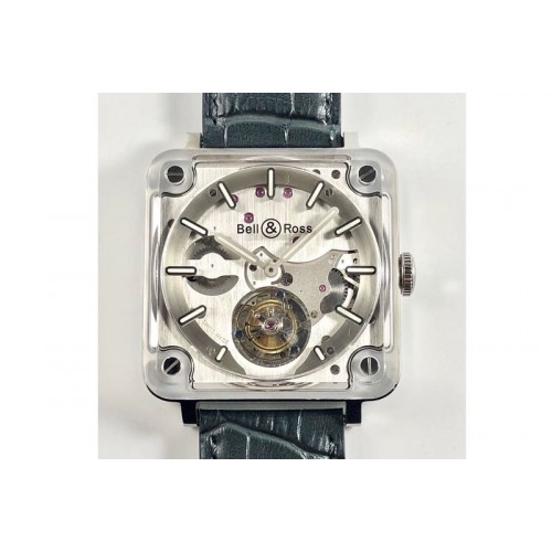 Bell&Ross BR-X2 Sapphire Tourbillon BBR Best Edition Steel Dial on Gray Leather Strap