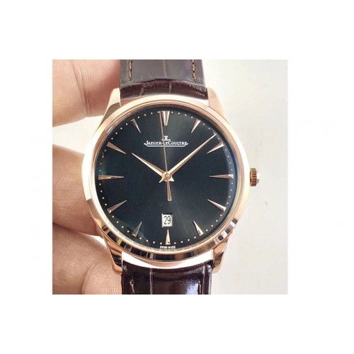 Jaeger-LeCoultre Master 1288420 RG ZF 1:1 Best Edition Black Dial on Brown Leather Strap A899/1 Jaeger-LeCoultre Master 1288420 RG ZF 1:1 Best Edition Black Dial on Brown Leather Strap A899/1