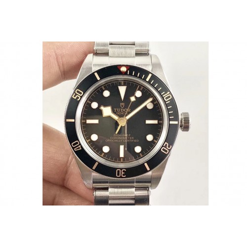 Tudor Heritage Black Bay Shield 39mm SS ZF 1:1 Best Edition Black Bezel on SS Bracelet A2824