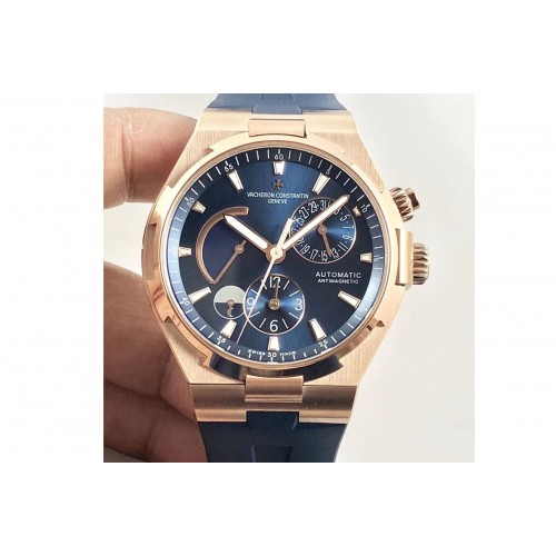 Vacheron Constantin Overseas Dual Time Power Reserve RG TWA Best Edition Blue Dial on Blue Rubber Strap A1222