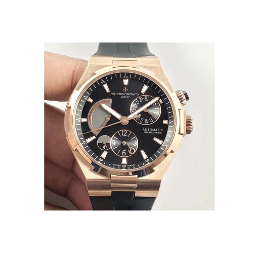 Vacheron Constantin Overseas Dual Time Power Reserve RG TWA Best Edition Black Dial on Black Rubber Strap A1222