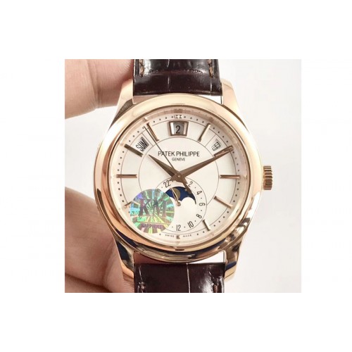 Patek Philippe Complications Series Moonphase RG KMF White Dial on Brown Leather Strap Cal.324 Patek Philippe Complications Series Moonphase RG KMF White Dial on Brown Leather Strap Cal.324