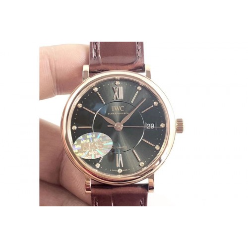 IWC Portofino IW458101 RG MK 1:1 Best Edition Green Dial On Dark Brown leather strap MIYOTA 9015