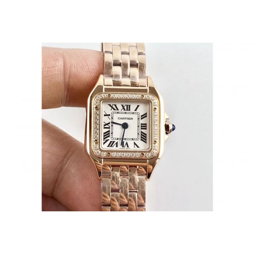 Cartier Panth�re Secrete Ladies 22mm Diamond Bezel RG 8848F 1:1 Best Edition White Dial on RG Bracelet Ronda Quartz Cartier Panth�re Secrete Ladies 22mm Diamond Bezel RG 8848F 1:1 Best Edition White Dial on RG Bracelet Ronda Quartz