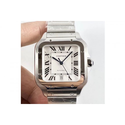 Santos de Cartier 40mm 2018 GF 1:1 Best Edition White Dial on SS SmartLinks Bracelet MIYOTA 9015 (Free Leather Strap)