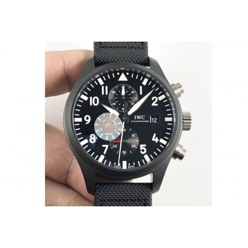 IWC PILOT IW389001 ZF 1:1 Best Edition Ceramic Case Black Dial on Nylon Strap A7750(same function as genuine) IWC PILOT IW389001 ZF 1:1 Best Edition Ceramic Case Black Dial on Nylon Strap A7750(same function as genuine)