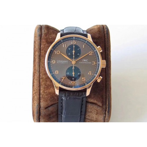 IWC Portuguese IW371482 ZF V3 1:1 Best Edition RG Gray dial on Black Leather Strap A79350 (Slim Movement)