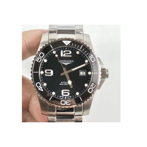 Longines Conquest L3.840.4.56.6 Real Ceramic Bezel SS ZF 1:1 Best Edition Black dial On SS Bracelet A2824