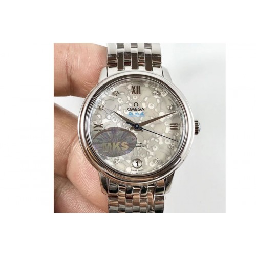 Omega De Ville Ladies SS MKF 1:1 Best Edition Bear MOP dial on SS Bracelet Miyota 9015 (Free leather strap)
