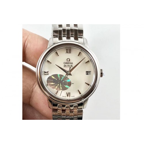 Omega De Ville Ladies SS MKF 1:1 Best Edition White MOP dial on SS Bracelet Miyota 9015 (Free leather strap)