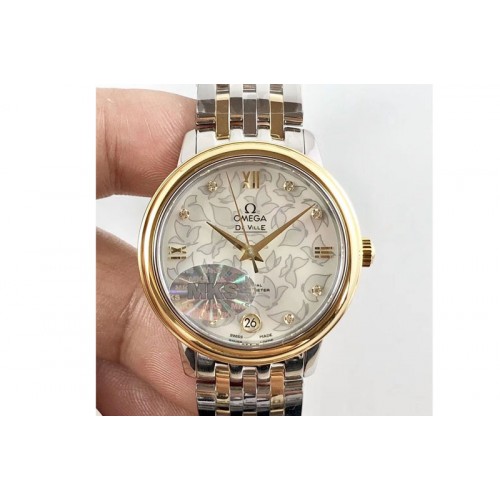 Omega De Ville Ladies SS/YG MKF 1:1 Best Edition Butterfly MOP dial on SS/YG Bracelet Miyota 9015 (Free leather strap)