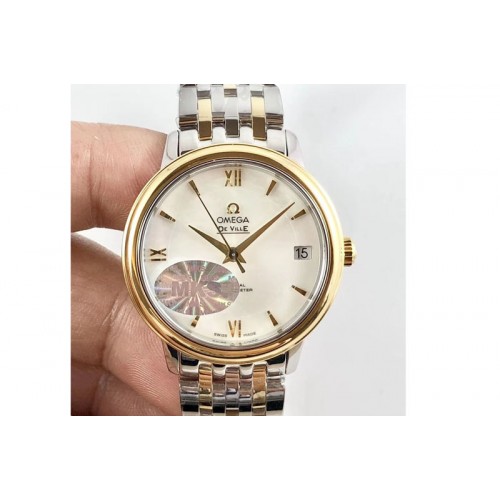 Omega De Ville Ladies SS/YG MKF 1:1 Best Edition White MOP dial on SS/YG Bracelet Miyota 9015 (Free leather strap)