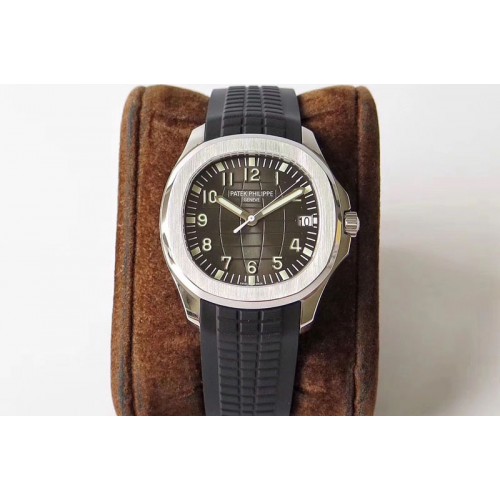 Patek Philippe Aquanaut Jumbo 5168G 42mm SS ZF 1:1 Best Edition Gray Dial on Black Rubber Strap 324CS (Free box)