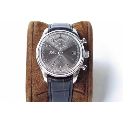 IWC Portuguese IW390404 SS ZF 1:1 Best Edition Gray Dial A7750 On Black Leather Strap