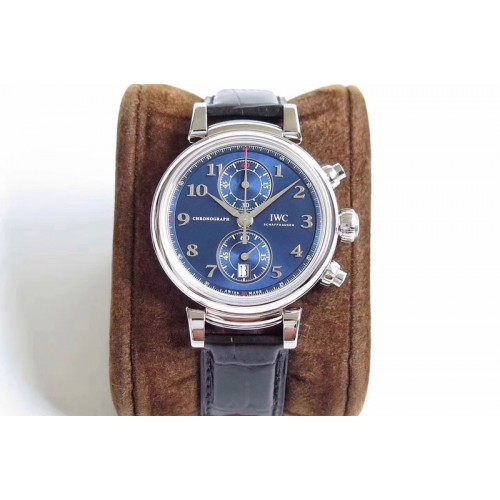 IWC Da Vinci IW393402 SS ZF 1:1 Best Edition Blue Dial SS A7750 On Black Leather Strap IWC Da Vinci IW393402 SS ZF 1:1 Best Edition Blue Dial SS A7750 On Black Leather Strap