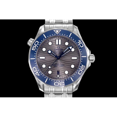 Omega Seamaster Diver 300M OM Best Edition Blue Ceramic Gray Dial on SS Bracelet A8800