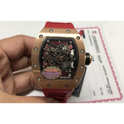 Gold Wrapped Richard Mille RM035-02 Americas RG KVF Best Edition Skeleton Dial on Red Rubber Strap MIYOTA8215 Gold Wrapped Richard Mille RM035-02 Americas RG KVF Best Edition Skeleton Dial on Red Rubber Strap MIYOTA8215