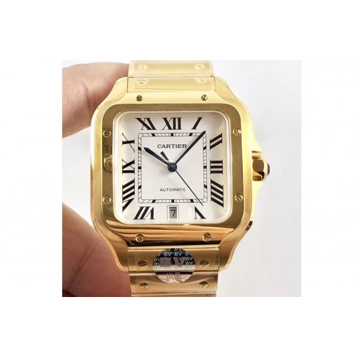 Santos de Cartier 40mm 2018 BVF 1:1 Best Edition YG White Dial on YG SmartLinks Bracelet MIYOTA 9015